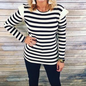 Black and white top with ruffles